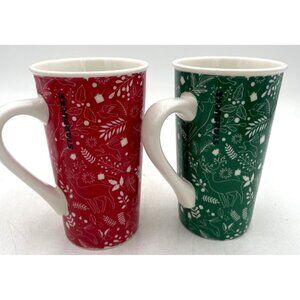 Starbucks Holiday Red Green Ceramic Tall Mugs 14 Oz Festive Design 2019